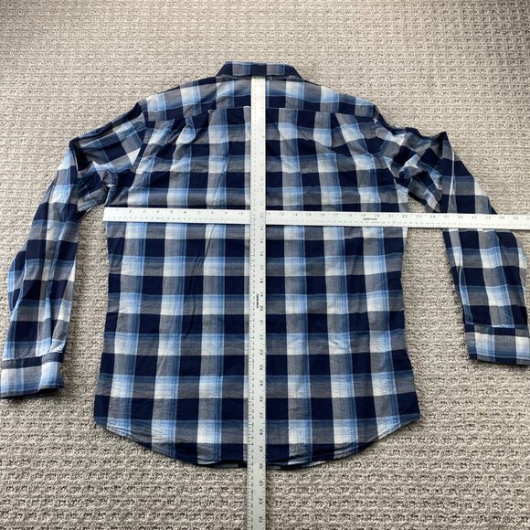 Eddie Bauer Plaid Shirt Men Medium M Blue Button Up Classic Fit Casual Polo - Picture 7 of 9
